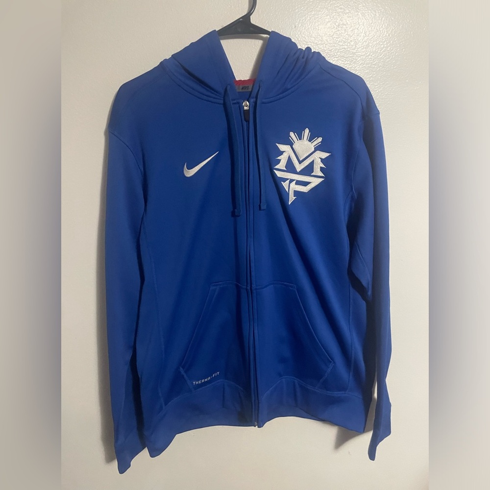 Rare Nike Manny Pacquiao Therma-Fit Blue Zip-Up Hoodie